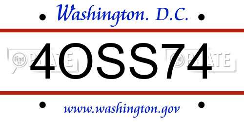 4OSS74 District Of Columbia License Plate
