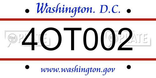4OT002 District Of Columbia License Plate