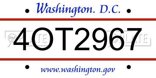 4OT2967 District Of Columbia License Plate