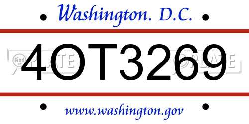 4OT3269 District Of Columbia License Plate