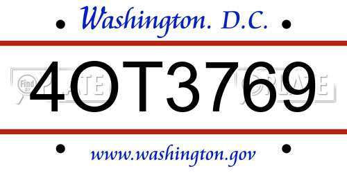 4OT3769 District Of Columbia License Plate