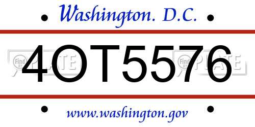 4OT5576 District Of Columbia License Plate