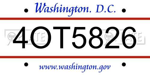 4OT5826 District Of Columbia License Plate