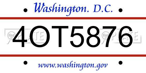 4OT5876 District Of Columbia License Plate