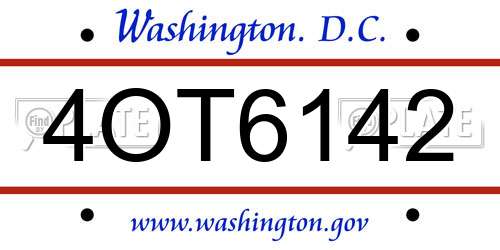 4OT6142 District Of Columbia License Plate