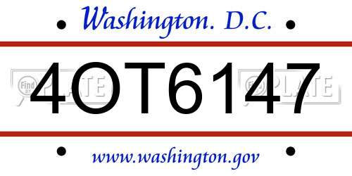 4OT6147 District Of Columbia License Plate