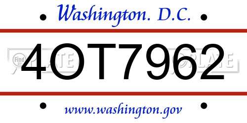 4OT7962 District Of Columbia License Plate
