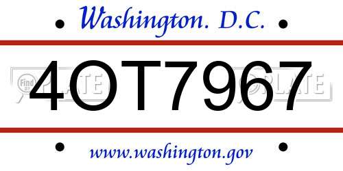 4OT7967 District Of Columbia License Plate