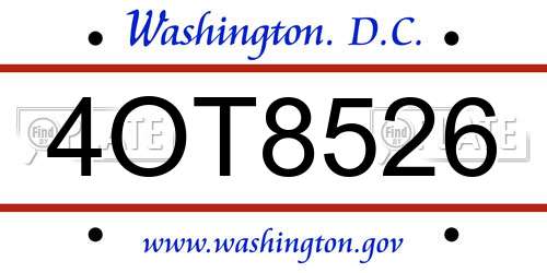 4OT8526 District Of Columbia License Plate