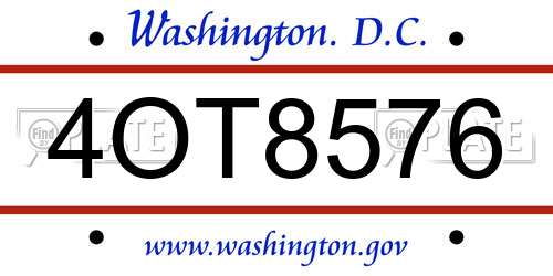 4OT8576 District Of Columbia License Plate