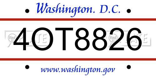4OT8826 District Of Columbia License Plate