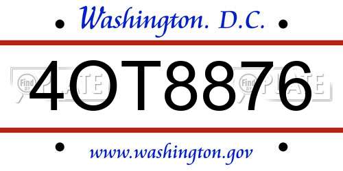 4OT8876 District Of Columbia License Plate