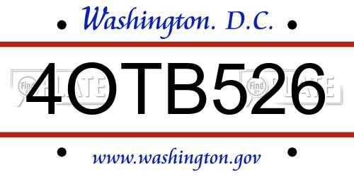 4OTB526 District Of Columbia License Plate