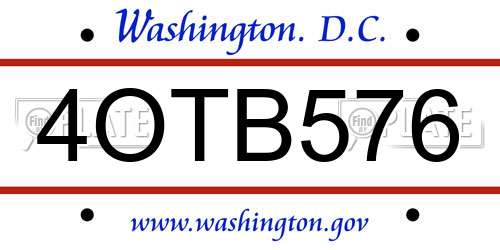 4OTB576 District Of Columbia License Plate