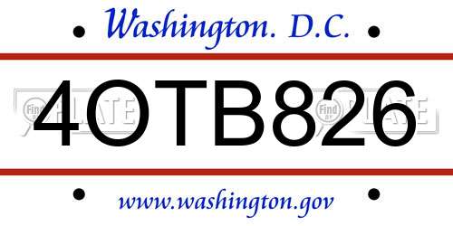4OTB826 District Of Columbia License Plate