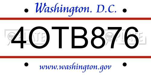 4OTB876 District Of Columbia License Plate