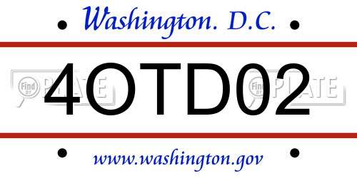 4OTD02 District Of Columbia License Plate