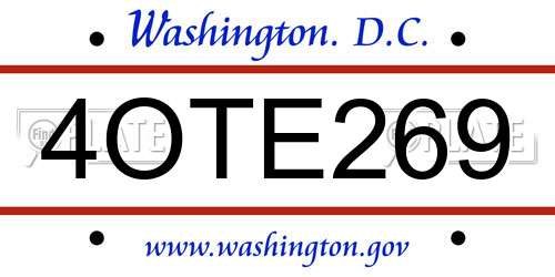 4OTE269 District Of Columbia License Plate