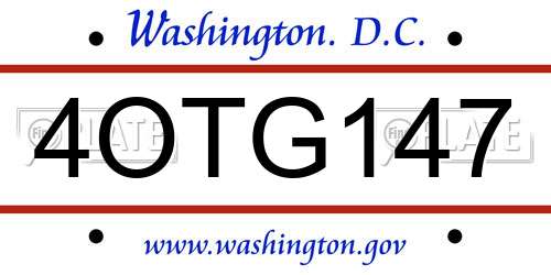 4OTG147 District Of Columbia License Plate