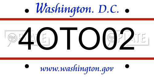 4OTO02 District Of Columbia License Plate