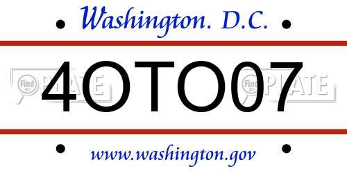 4OTO07 District Of Columbia License Plate