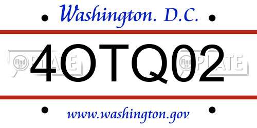 4OTQ02 District Of Columbia License Plate