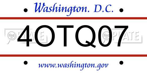4OTQ07 District Of Columbia License Plate