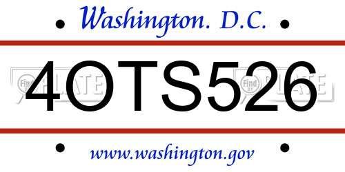 4OTS526 District Of Columbia License Plate