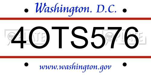 4OTS576 District Of Columbia License Plate