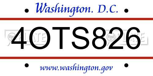 4OTS826 District Of Columbia License Plate