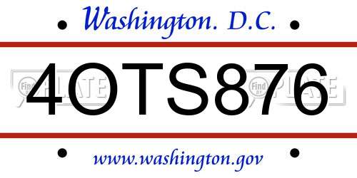 4OTS876 District Of Columbia License Plate
