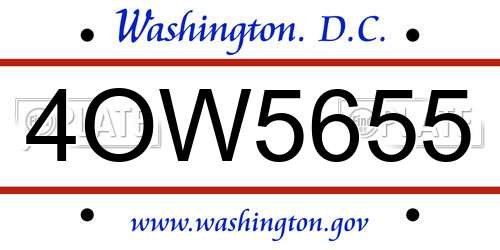 4OW5655 District Of Columbia License Plate