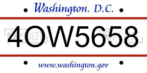 4OW5658 District Of Columbia License Plate