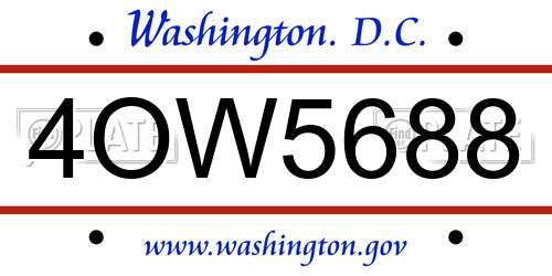 4OW5688 District Of Columbia License Plate