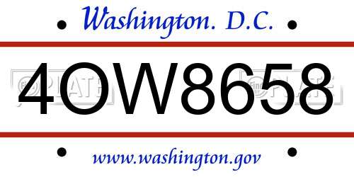 4OW8658 District Of Columbia License Plate
