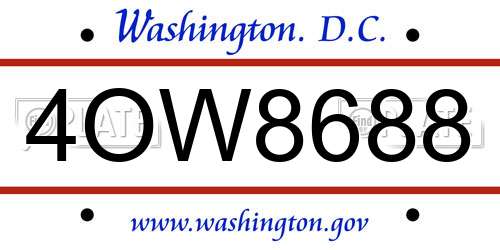 4OW8688 District Of Columbia License Plate