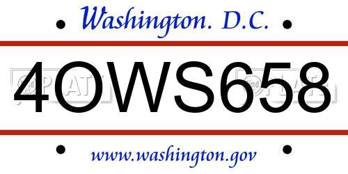 4OWS658 District Of Columbia License Plate