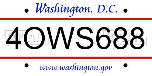 4OWS688 District Of Columbia License Plate
