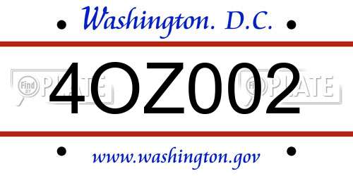 4OZ002 District Of Columbia License Plate