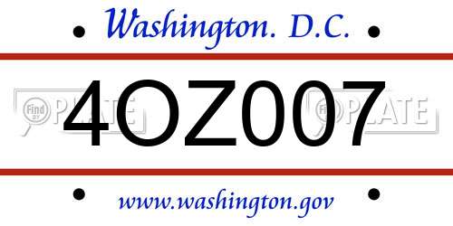 4OZ007 District Of Columbia License Plate
