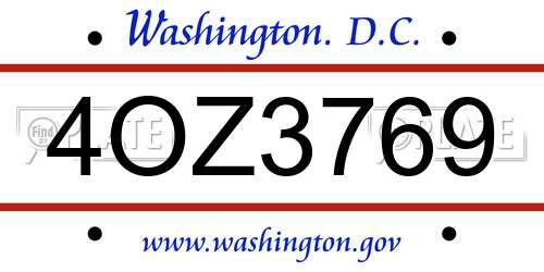 4OZ3769 District Of Columbia License Plate