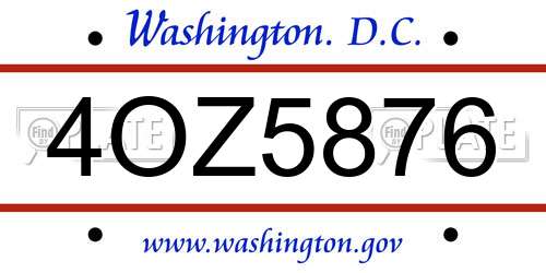 4OZ5876 District Of Columbia License Plate