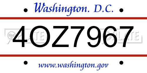 4OZ7967 District Of Columbia License Plate