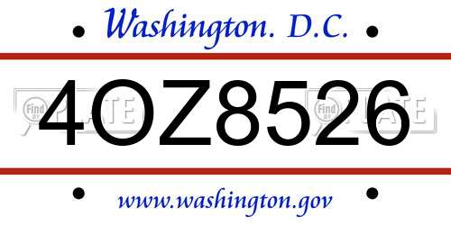 4OZ8526 District Of Columbia License Plate