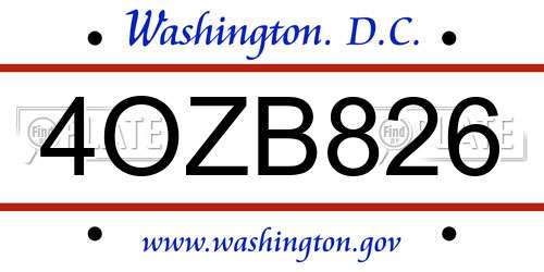 4OZB826 District Of Columbia License Plate