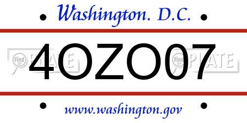 4OZO07 District Of Columbia License Plate