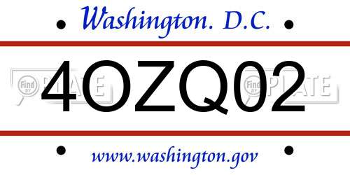 4OZQ02 District Of Columbia License Plate