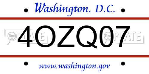 4OZQ07 District Of Columbia License Plate