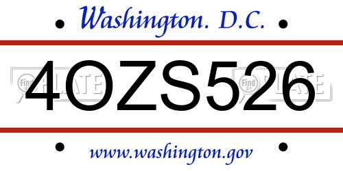4OZS526 District Of Columbia License Plate