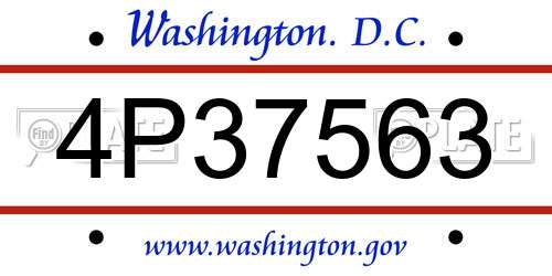 4P37563 District Of Columbia License Plate